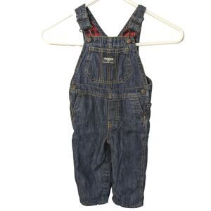 Oshkosh B'Gosh Flannel Lined Vest back Overalls Size 18 Months